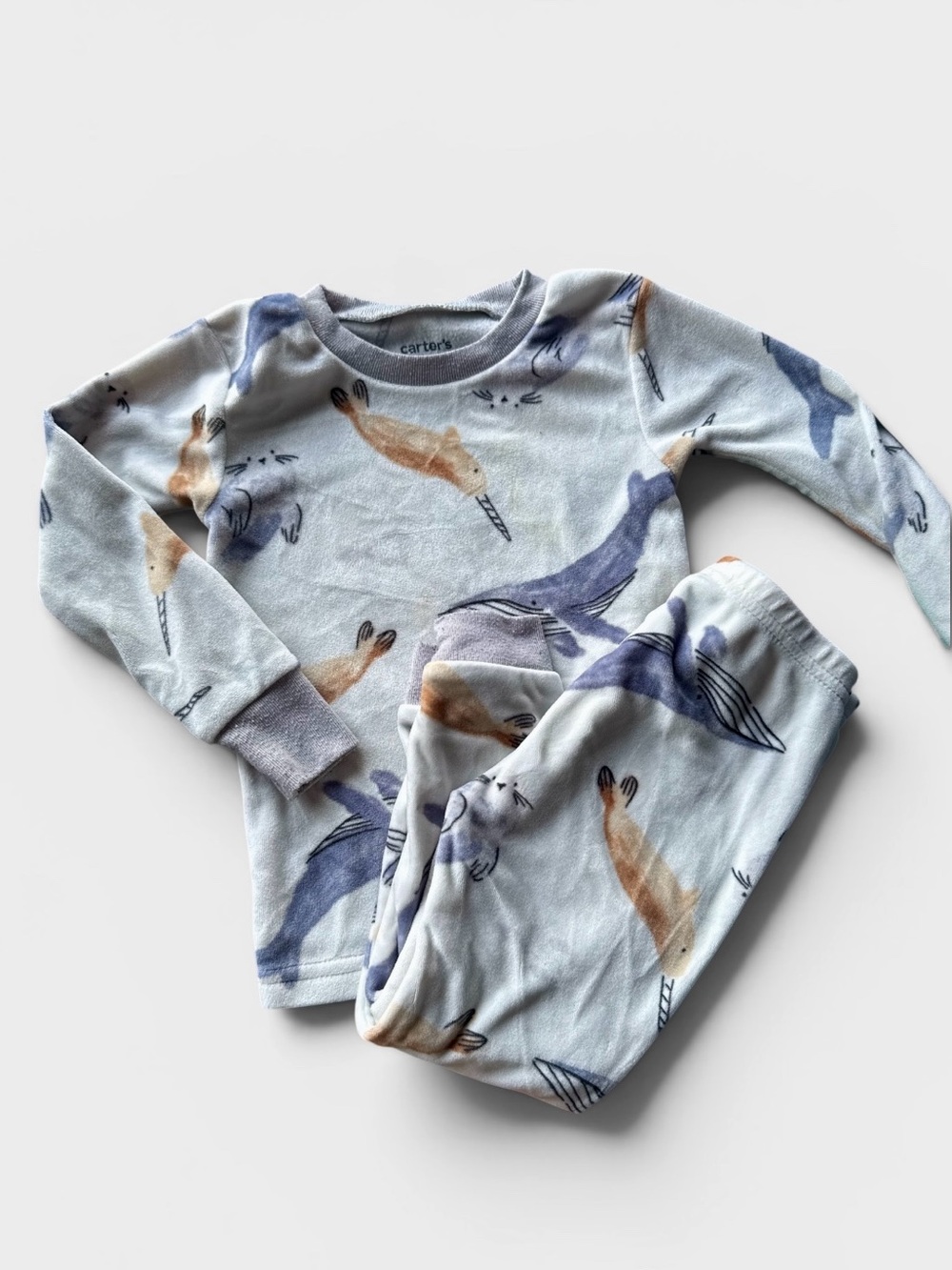 Carter's Light Blue Narwhal & Whale Pajama Set